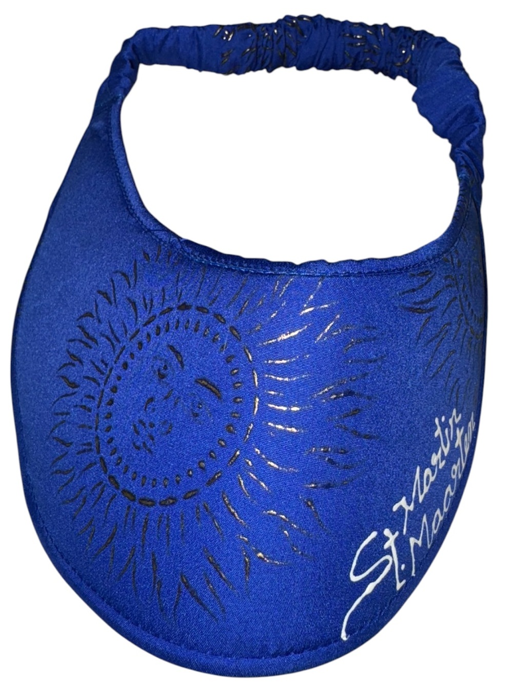 Blue St. Martin Visor With Gold Metallic Sun Design